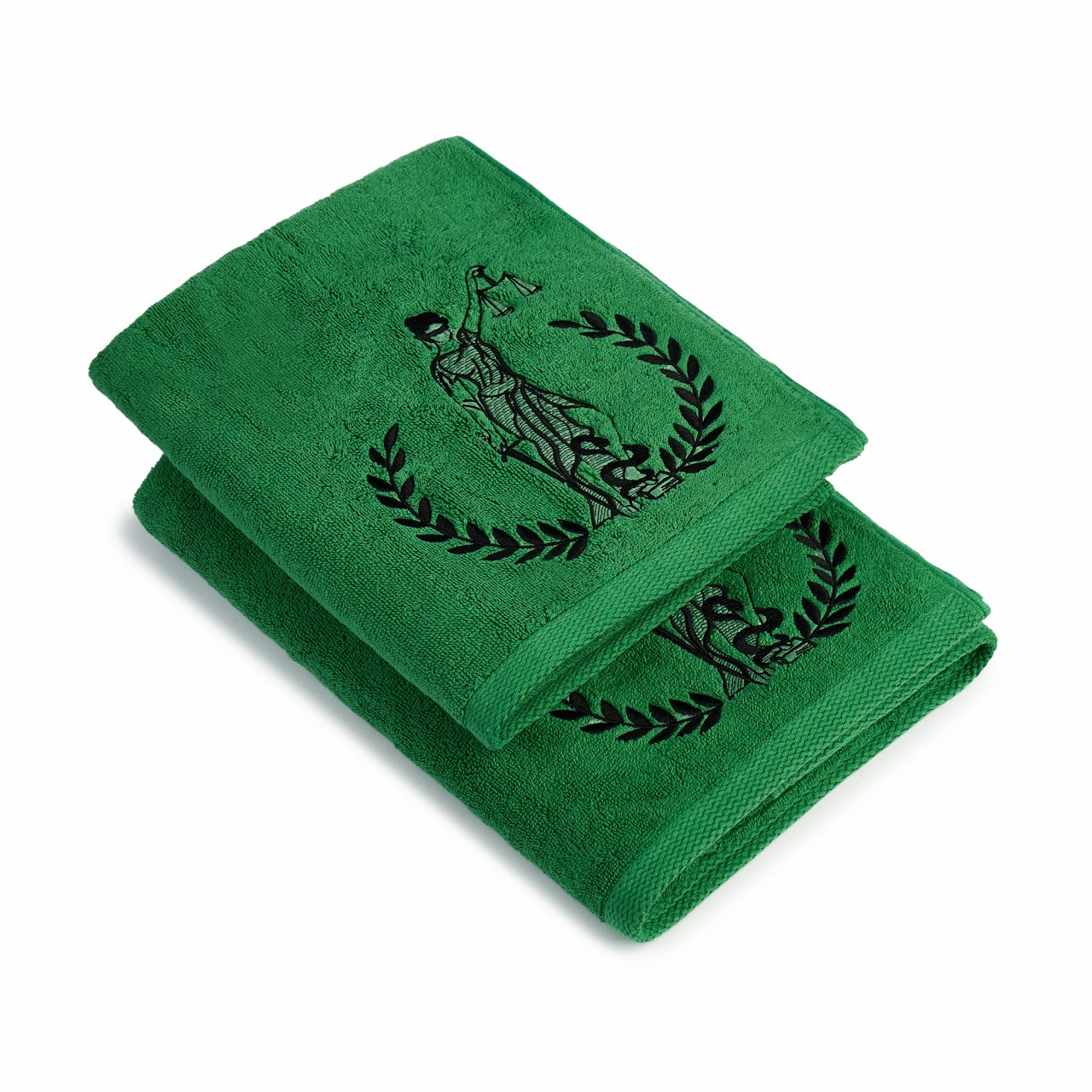 Set 2 Prosoape baie Brodate Alb/Colorat cu broderie color Model Justitie, Nume, bumbac 100%
