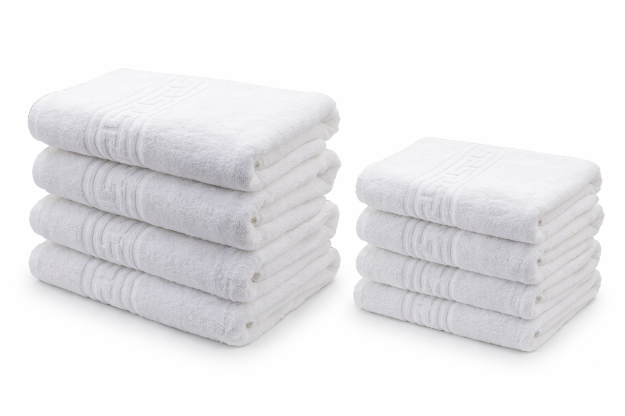 Set 48 prosoape 550 g/m² – Alb Optic (24buc×50×90 cm + 24buc×70×140 cm)