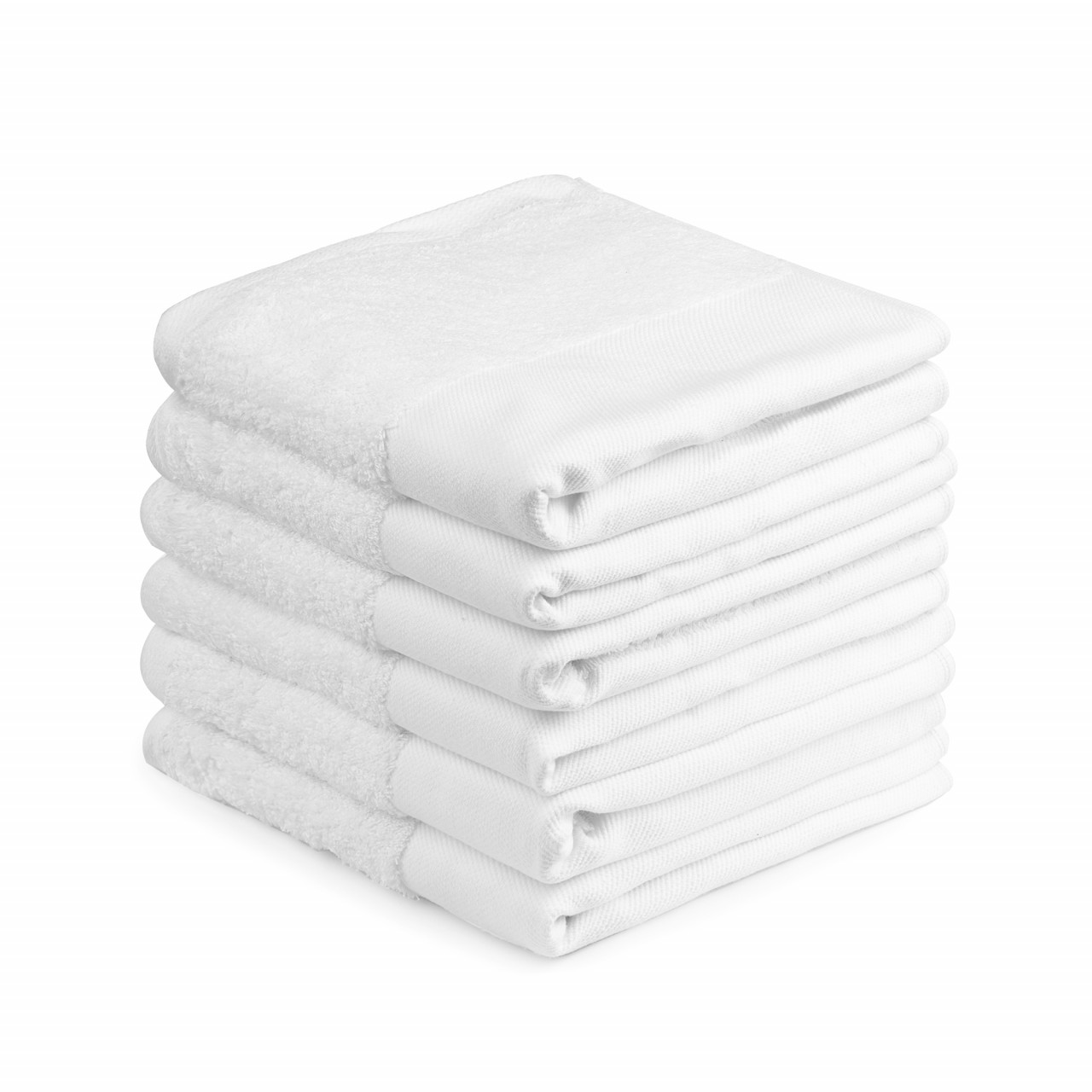 Set 6 Prosop baie pentru brodat, Bumbac 100%, alb, 50x90cm - 700g/mp-Alb