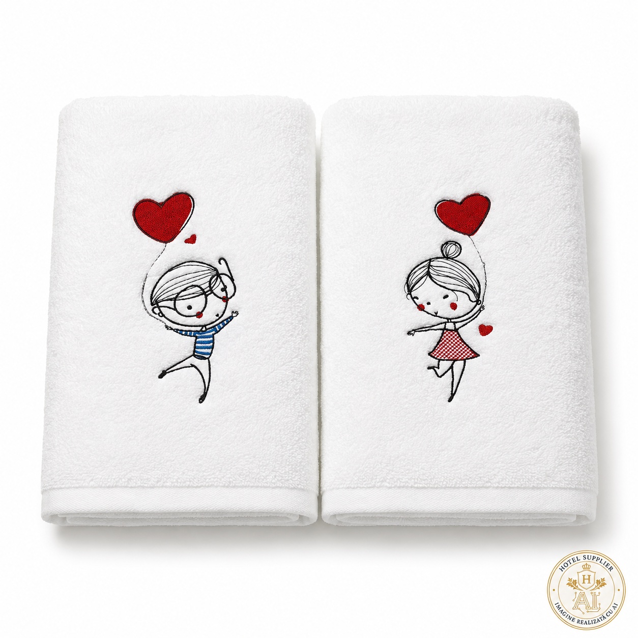 Prosoape baie Brodate Model Copii, 2 x 70x140cm - 680gr/mp, bumbac 100%