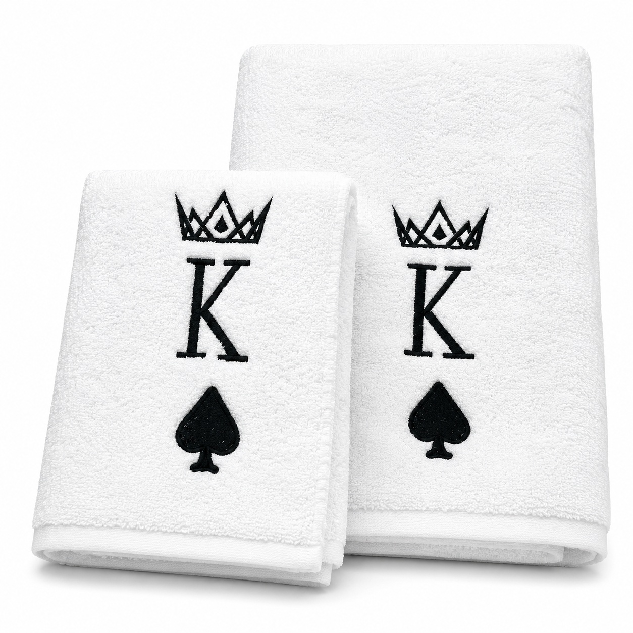 Set cadou pentru el – 2 prosoape de baie brodate King, alb, 680 g/m², 100% bumbac