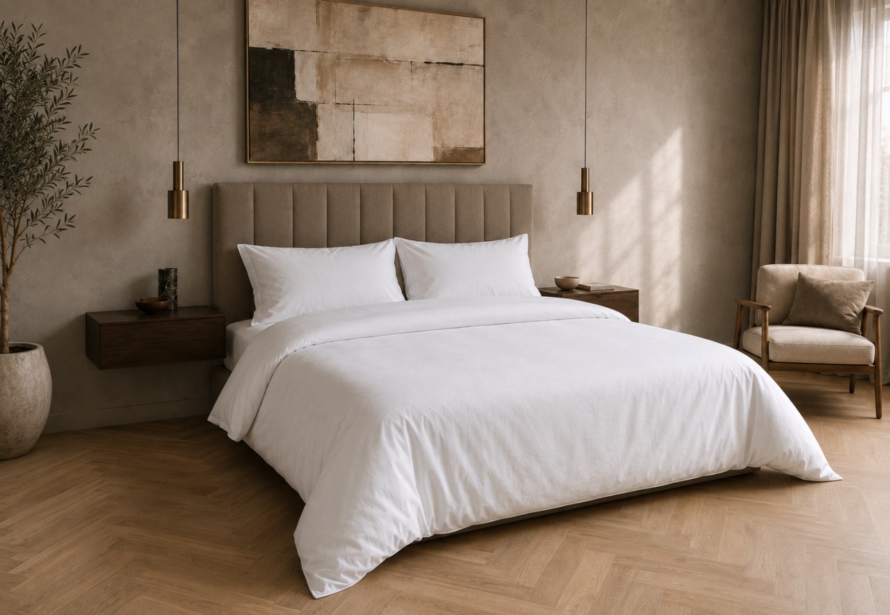 1 Lenjerie de pat hotel Ranforce 140 g/mp alb pur