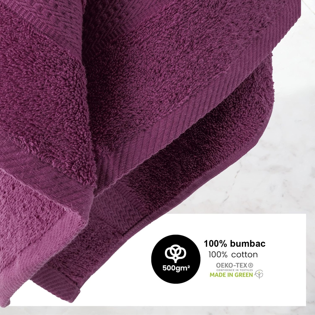 Prosop 100% bumbac 500 g/mp, premium, 50x100 cm -Mov