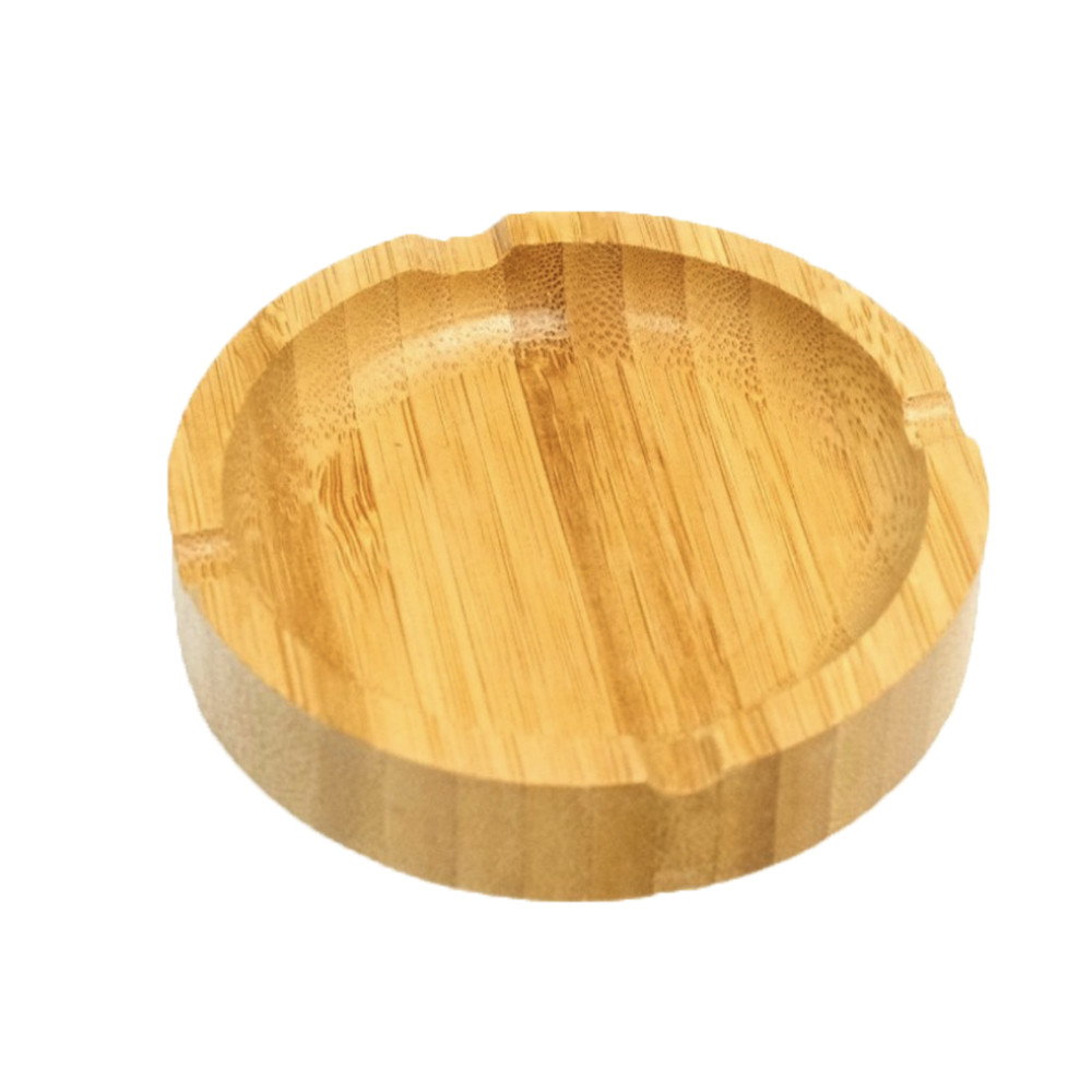 Scrumiera pufo nature din lemn de bambus, 10 cm, rotunda