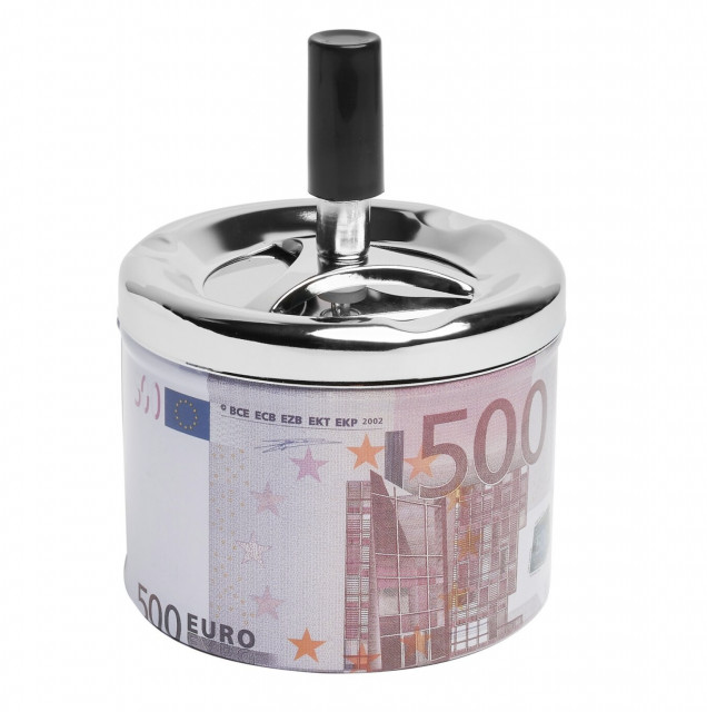 Scrumiera metalica opulence 500€ antivant cu buton, 14 cm