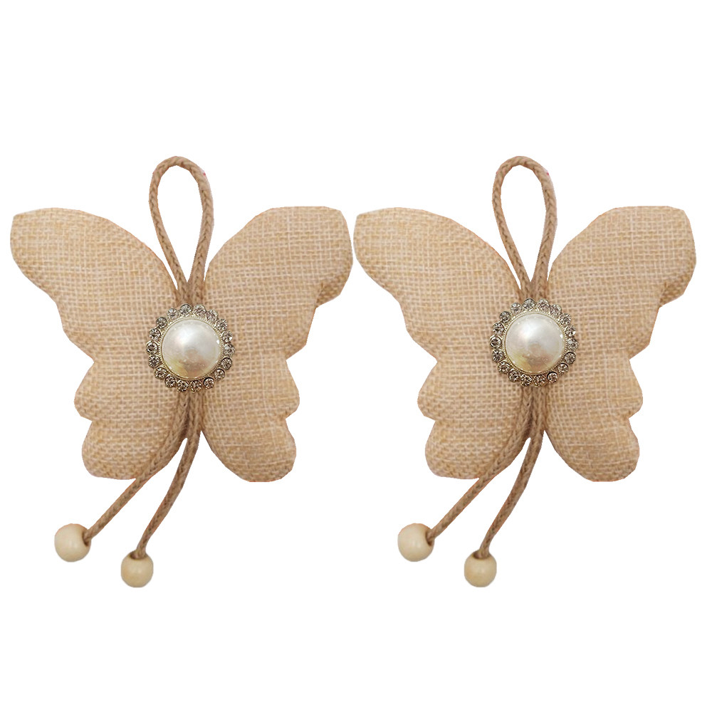 Set cordon de strangere Pufo Ellegant Butterfly pentru draperie sau perdea cu magnet, 2 buc, crem