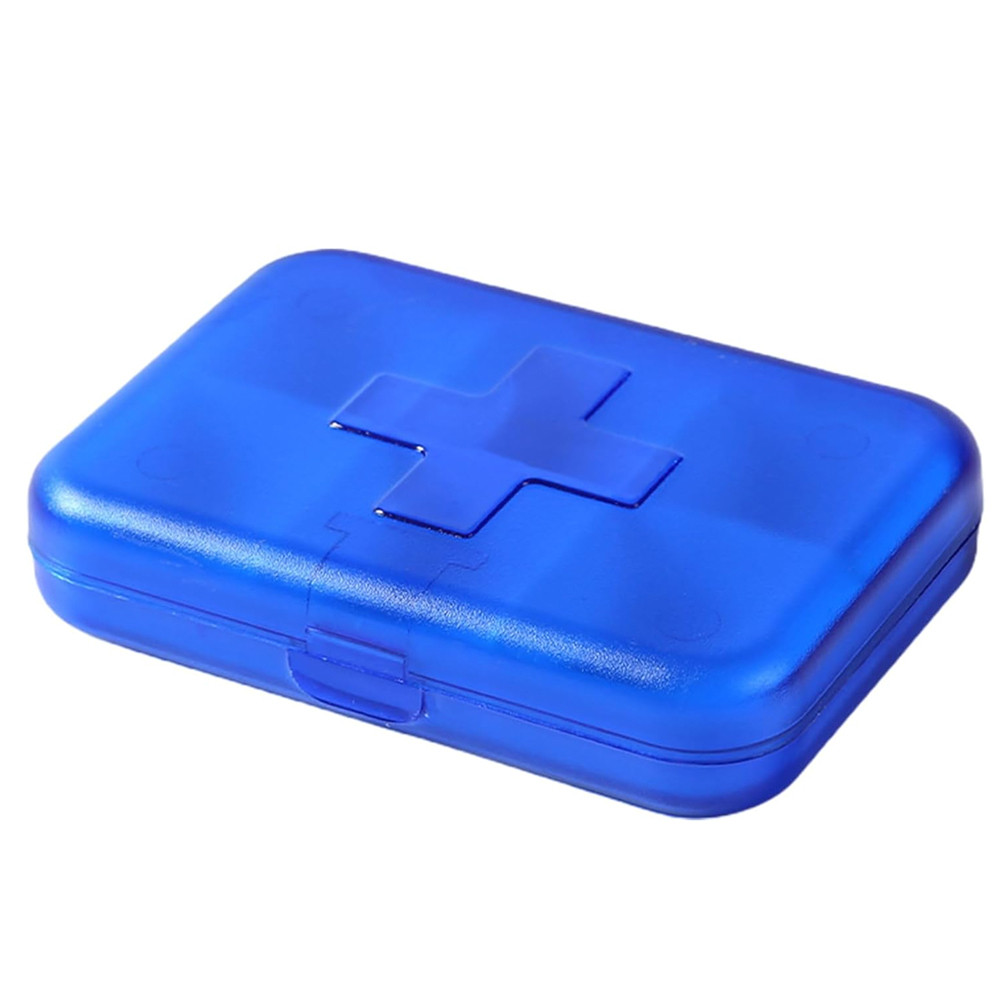 Cutie patrata pentru organizare medicamente, vitamine sau suplimente, pufo medicine, 9 cm, albastru