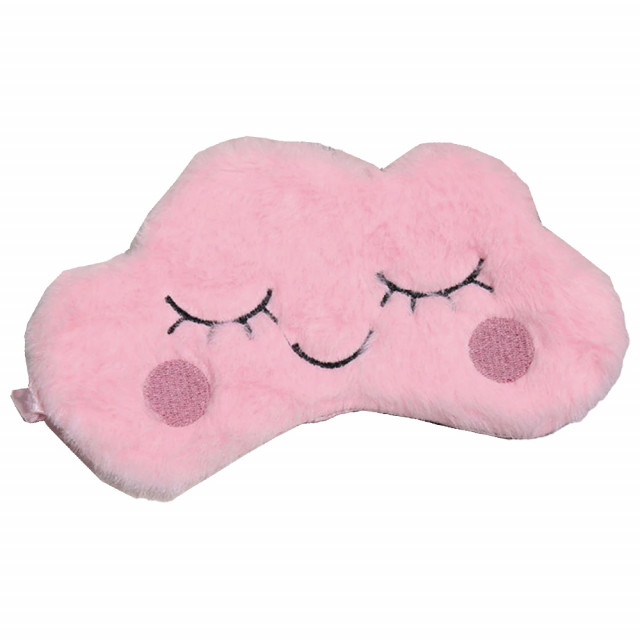 Masca pentru dormit sau calatorie, cu gel detasabil, Pufo Norisorul Magic, 20 cm, roz