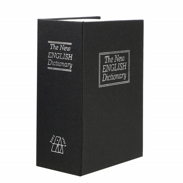 Seif secret tip carte Pufo cu cheie pentru blocare, model Dictionar, 24 x 15.5 cm, negru