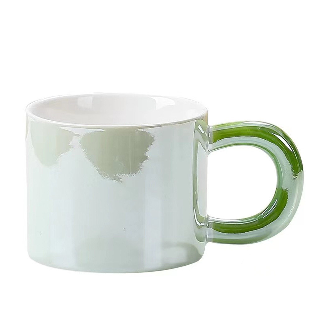 Cana ceramica pufo glossy pentru ceai, cafea, 250 ml, verde