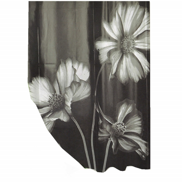 Perdea de dus Pufo Dark Flowers, 180 x 180 cm, negru