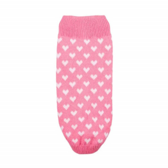 Pulover tricotat pufo pentru caini, model hearty pink