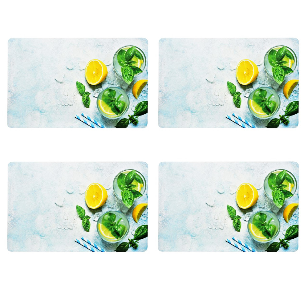 Set suport farfurie pentru servirea mesei, model pufo lemonade, 4 bucati, 43 x 28 cm