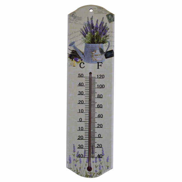 Termometru de perete pufo love of lavender, pentru interior, 26 x 7 cm