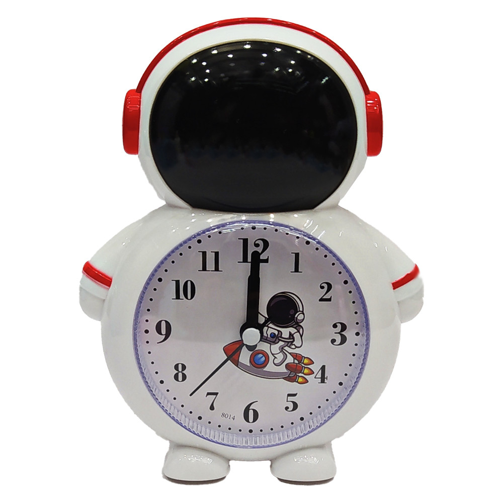 Ceas de masa desteptator pentru copii pufo astronaut, 15 cm, rosu
