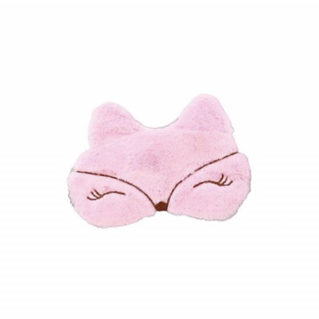 Masca pufoasa pentru dormit sau calatorie, cu gel detasabil, pufo foxxy, 20 cm, roz