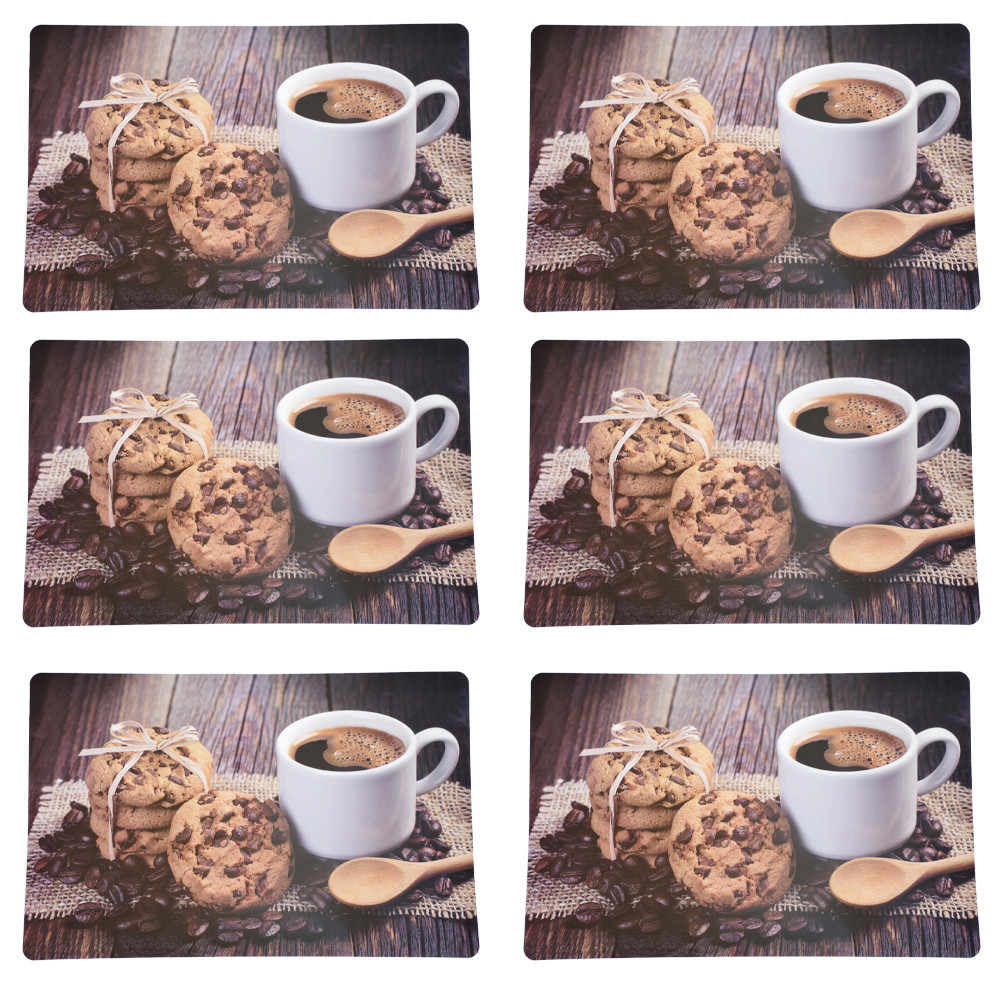 Set suport farfurie pentru servirea mesei, model pufo perfect coffee, 6 bucati