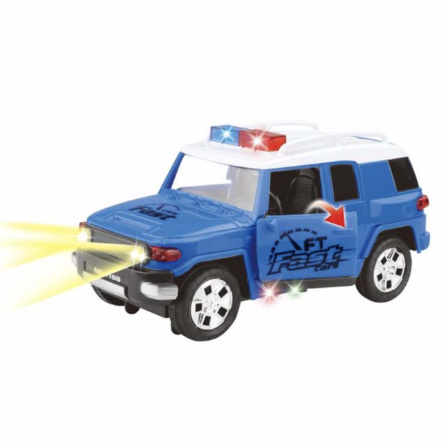 Masinuta jeep pufo pentru copii, cu sunet si lumini, albastra