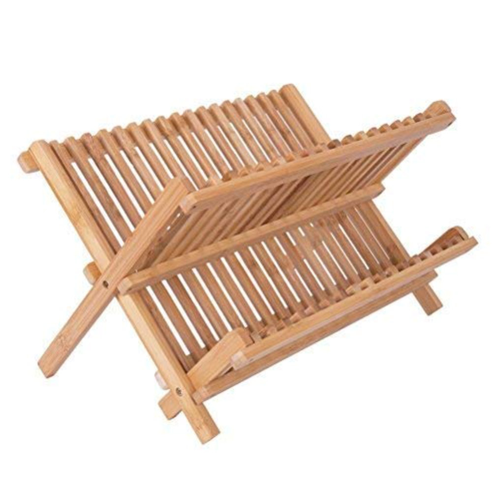 Suport din bambus pufo de bucatarie pentru uscat vase, 45 x 33 cm, maro