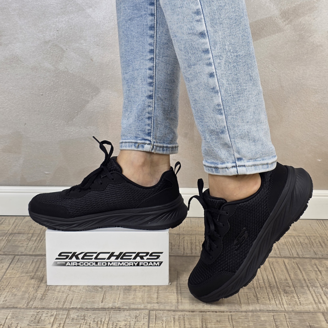 step tracker watch Pantofi dama sport Skechers - negri, GLIDE-STEP, din material textil 404801L BBK