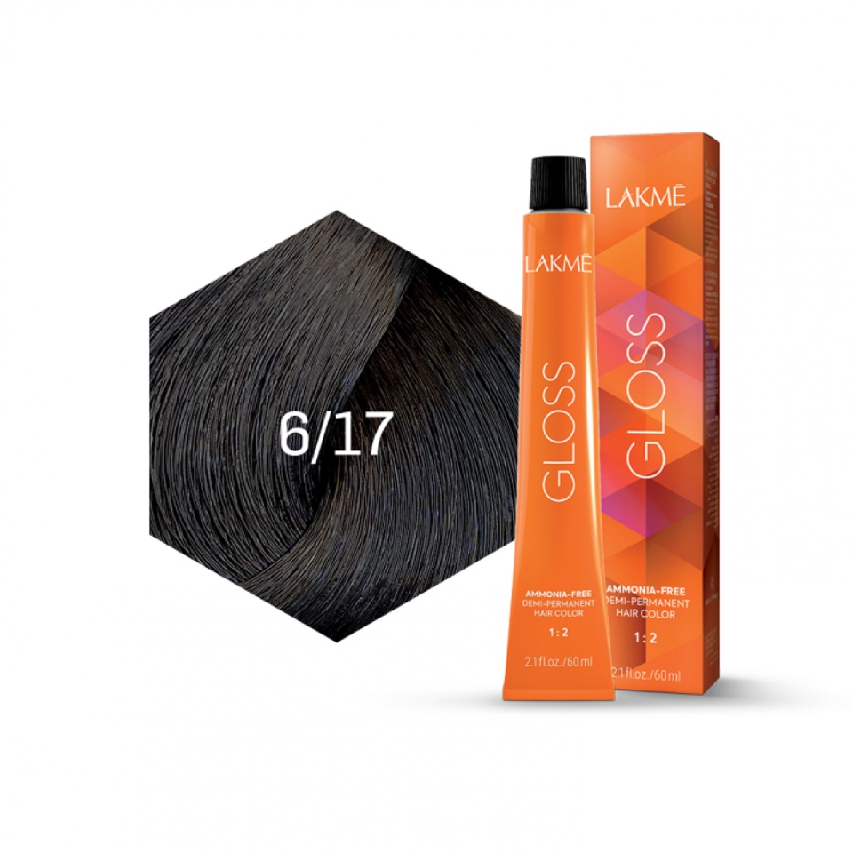 Lakme Vopsea de par demipermanenta 6/17 blond inchis cenusiu rece Gloss 60ml