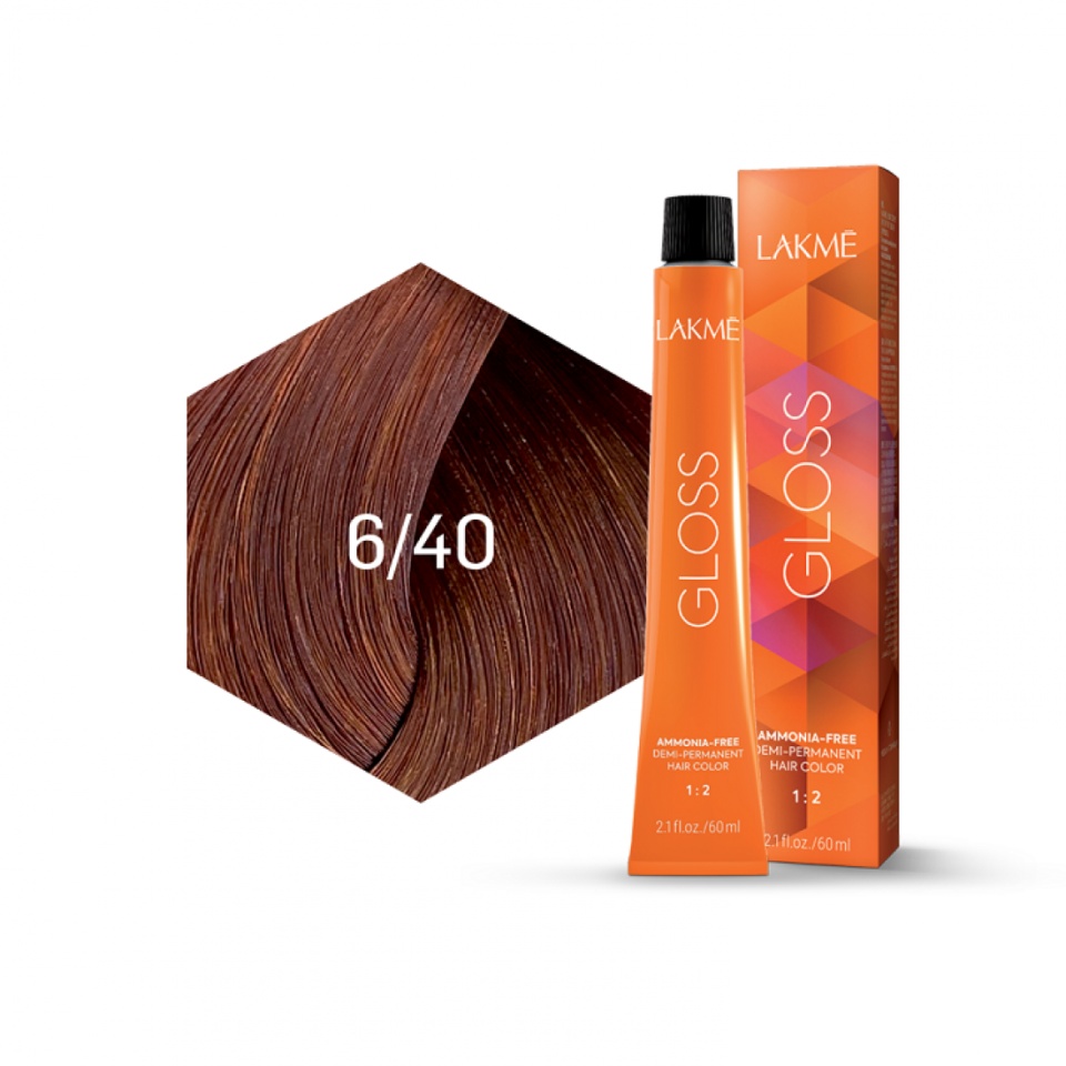 Lakme Vopsea de par demipermanenta 6/40 castaniu cupru Gloss 60ml