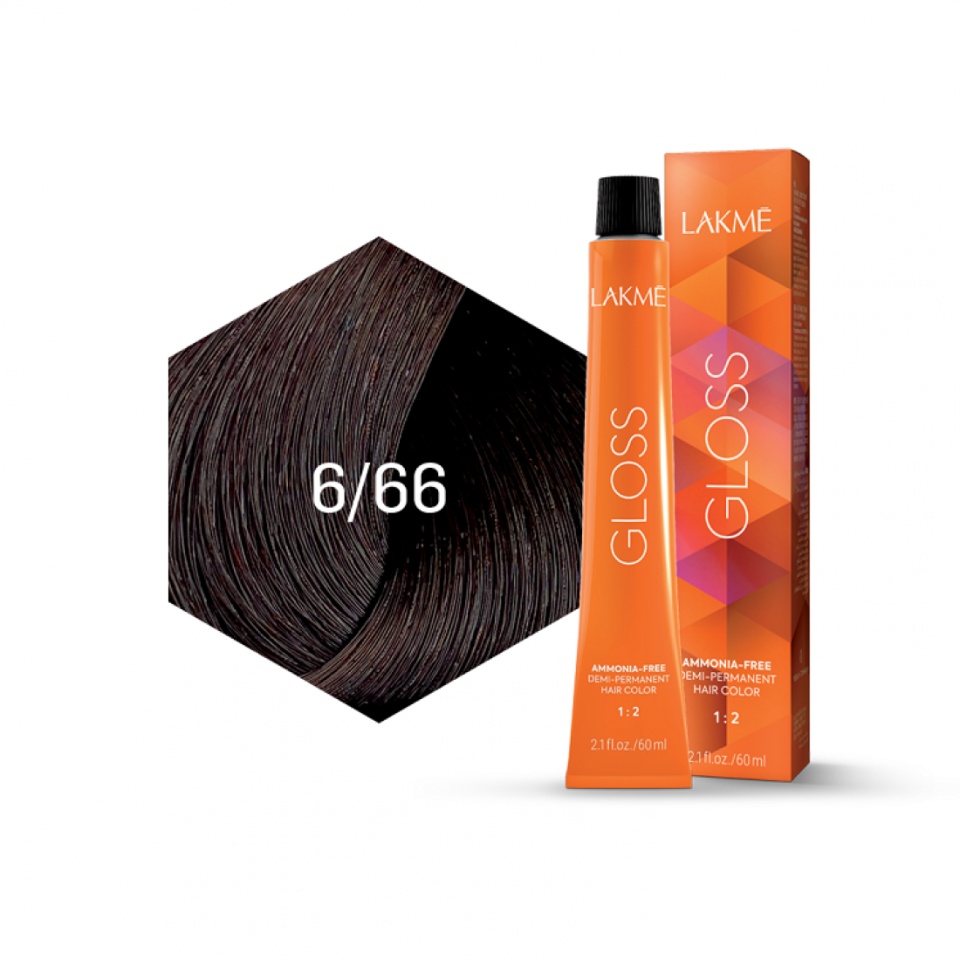 Lakme Vopsea de par demipermanenta 6/66 castaniu intens Gloss 60ml