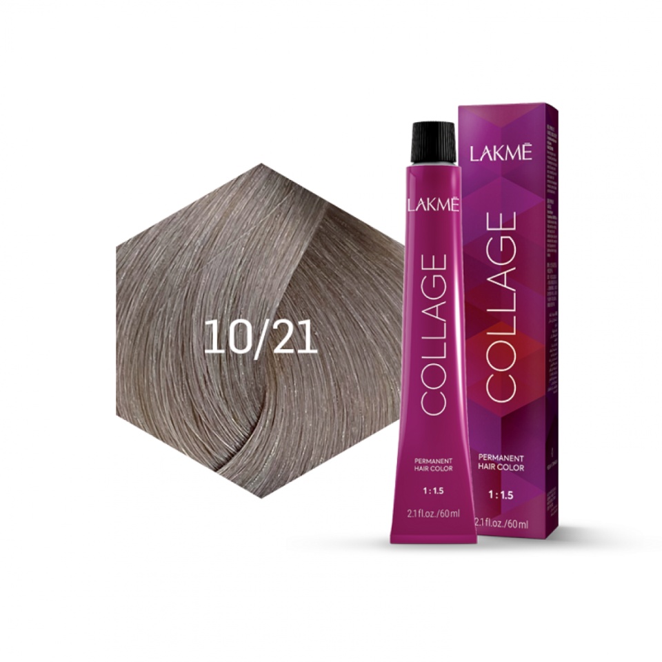 Lakme Vopsea de par permanenta 10/21 blond platinat cenusiu violet Collage 60ml