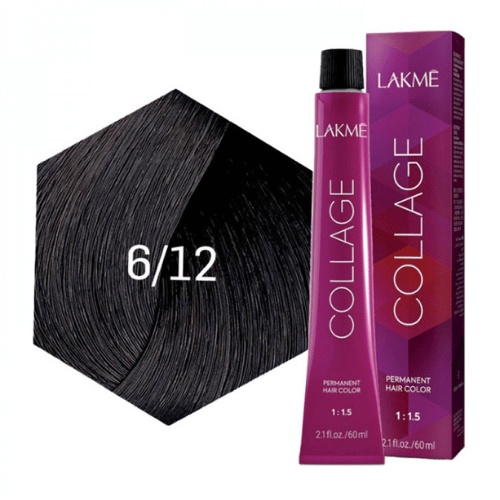 Lakme Vopsea de par permanenta 6/12 blond inchis cenusiu violet Collage 60ml