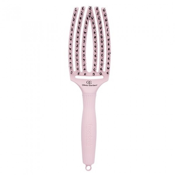 Olivia Garden Perie de par cu peri de mistret+nailon Finger Combo Pastel Pink Medium