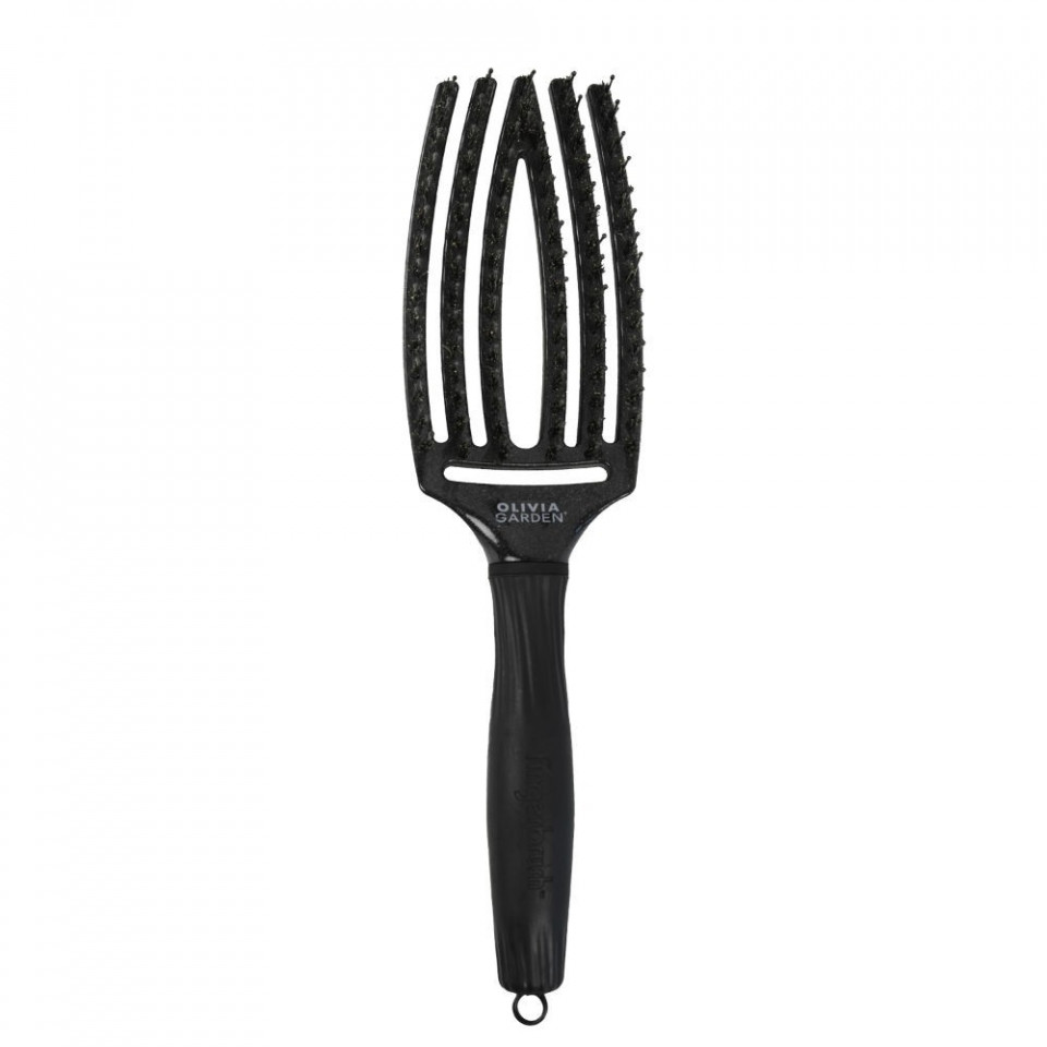 Olivia Garden Perie de par cu peri de mistret si nailon Fingerbrush Midnight Desert - Black Onyx