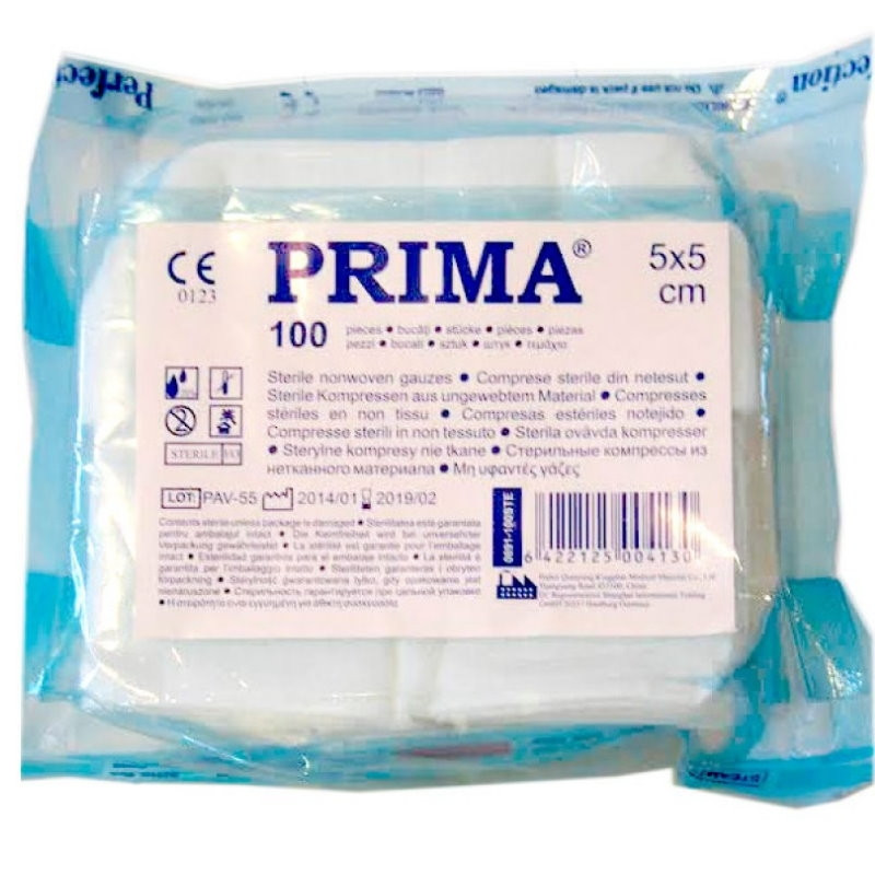 Poze Prima Comprese sterile PPSB pliate 5x5cm 100buc