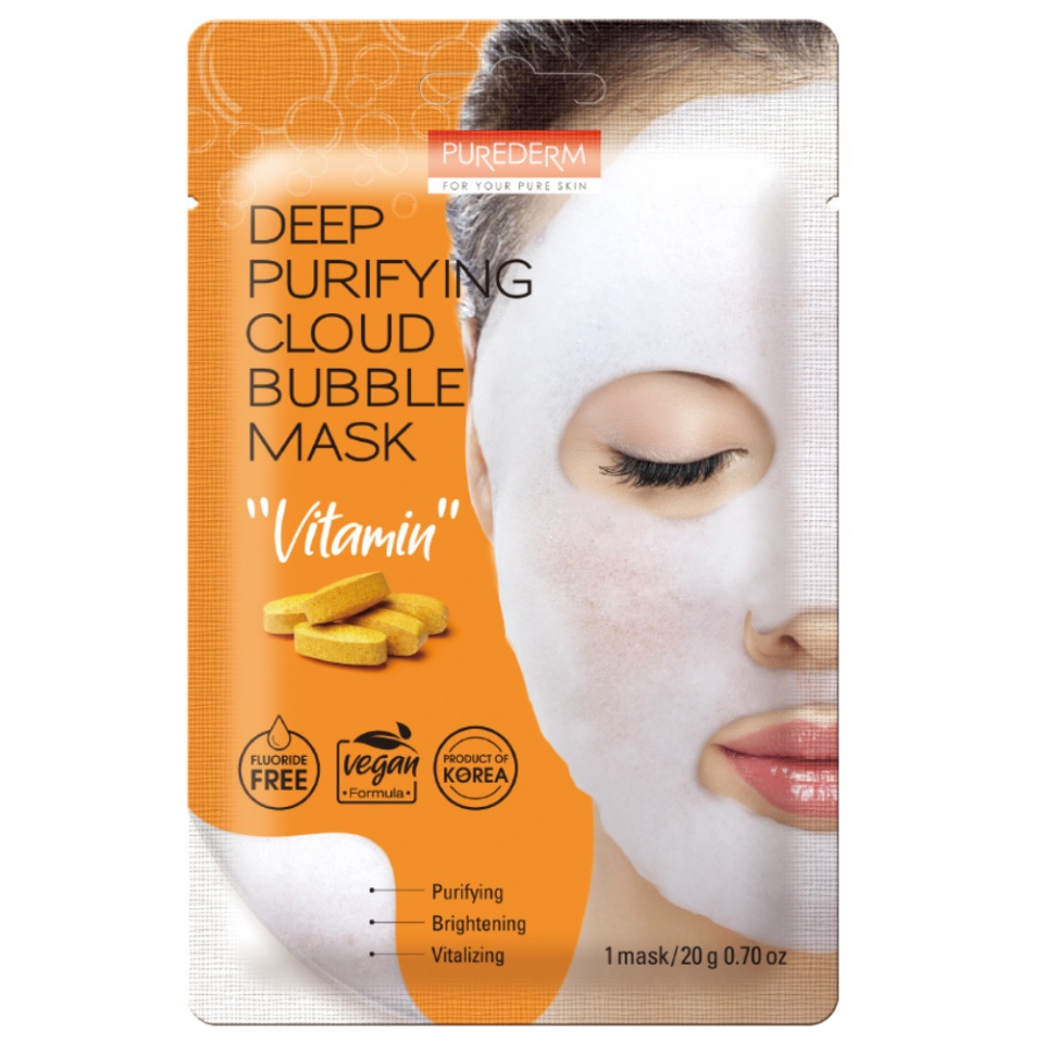 PureDerm Masca faciala textila de curatare profunda Bubble Foam Vitamin 1buc
