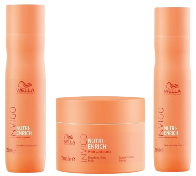 Wella Professionals Pachet Invigo Nutri-Enrich Sampon 250 ml + Invigo Nutri-Enrich Tratament balsam intens nutritiv leave-in 150ml + Invigo Nutri-Enrich Masca intens nutritiva 150 ml