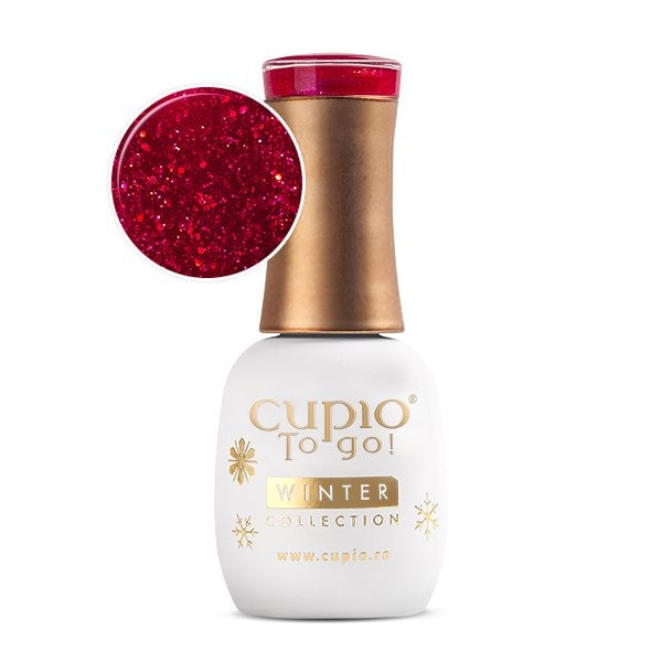 Cupio Oja semipermanenta Winter Collection To Go! Red Sequin 15ml 15ml imagine noua marillys.ro