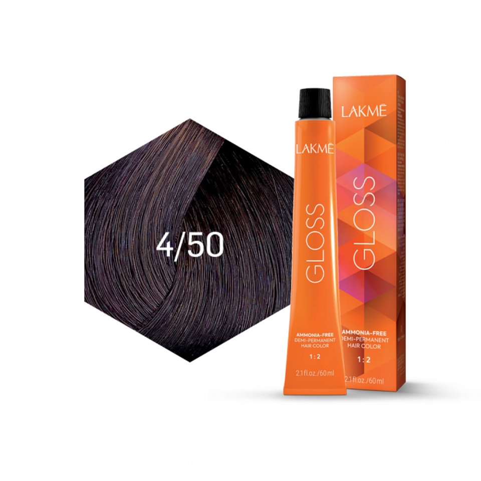 Lakme Vopsea de par demipermanenta 4/50 castaniu mahon Gloss 60ml