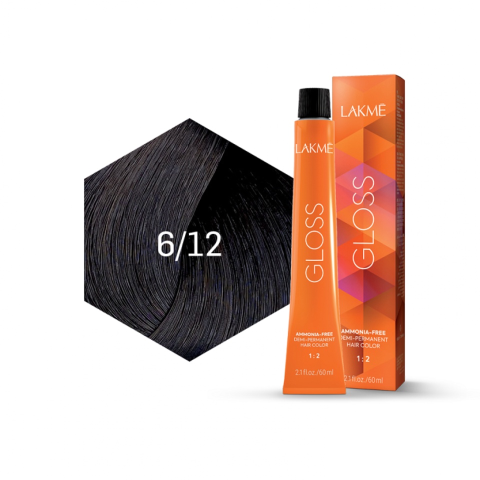 Lakme Vopsea de par demipermanenta 6/12 castaniu violet cenusiu Gloss 60ml