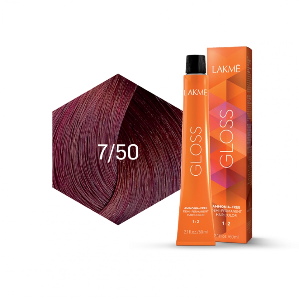 Lakme Vopsea de par demipermanenta 7/50 blond mahon Gloss 60ml