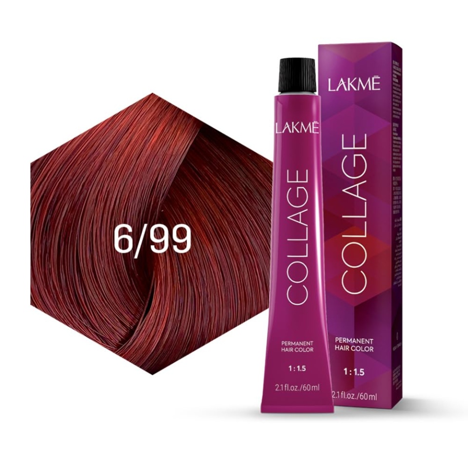 Lakme Vopsea de par permanenta 6/99 rosu mahon inchis intens Collage 60ml