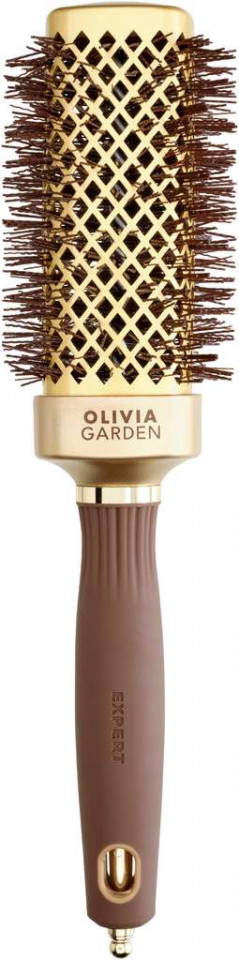 Olivia Garden Perie profesionala patrata pentru par 20mm Expert Blowout Straight Wavy Bristles Gold&Brown 20mm