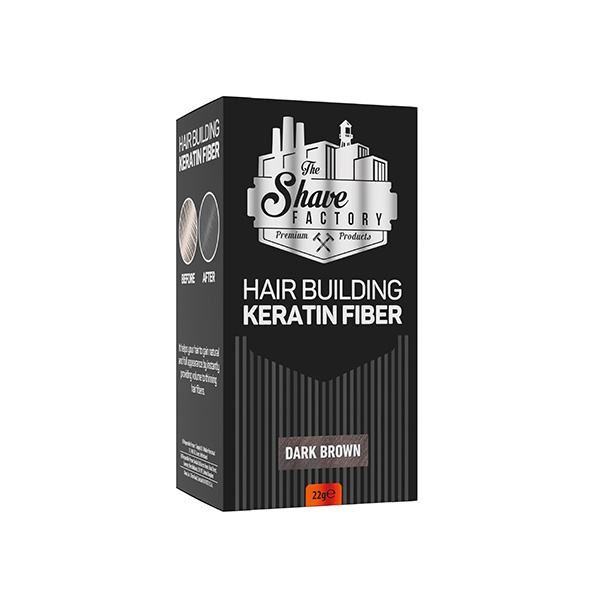 The Shave Factory Pudra fiber pentru par rar saten inchis Dark Brown Fiber Keratin 22g