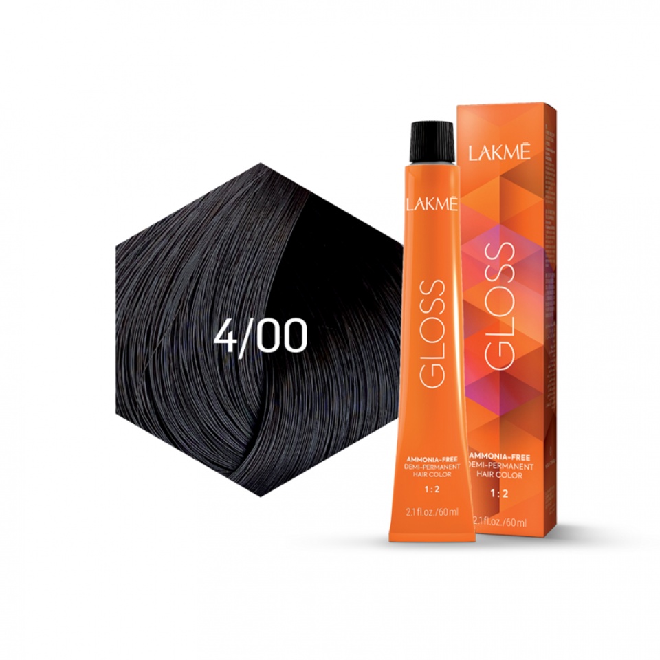 Lakme Vopsea de par demipermanenta 4/00 castaniu natural Gloss 60ml