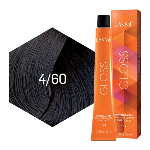 Lakme Vopsea de par demipermanenta 4/60 castaniu natural inchis Gloss 60ml