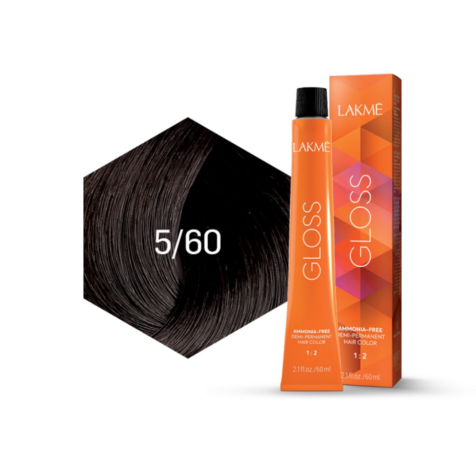 Lakme Vopsea de par demipermanenta 5/60 saten castaniu Gloss 60ml