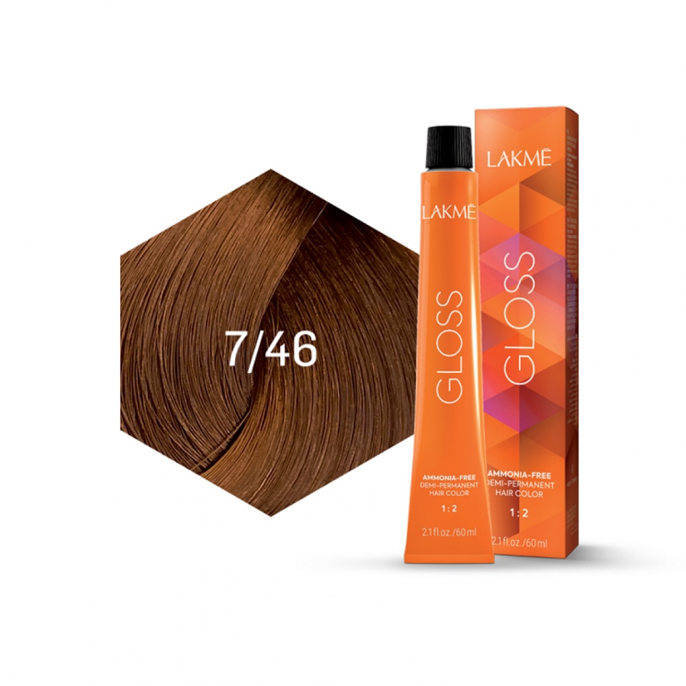 Lakme Vopsea de par demipermanenta 7/46 blond cupru castaniu Gloss 60ml