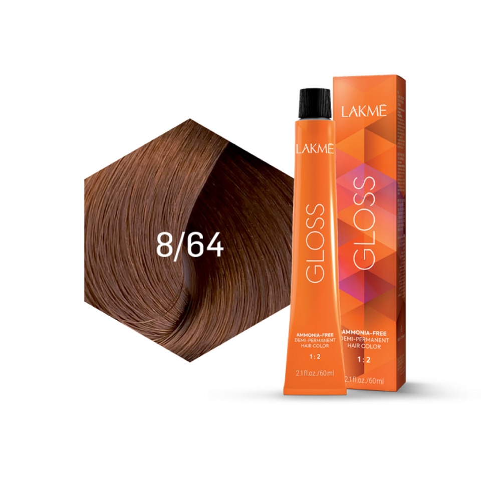 Lakme Vopsea de par demipermanenta 8/64 blond deschis castaniu cupru Gloss 60ml