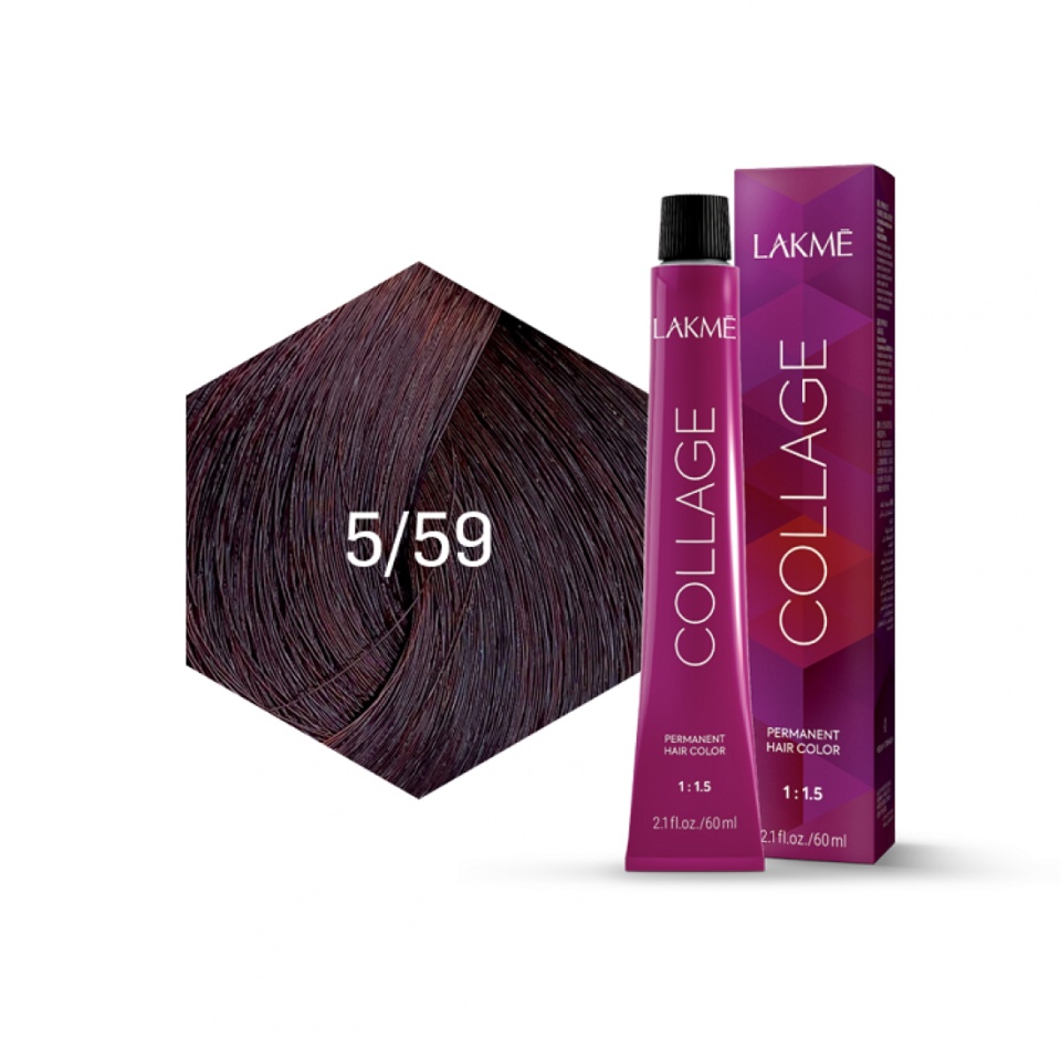 Lakme Vopsea de par permanenta 5/59 saten deschis mahon rosu Collage 60ml