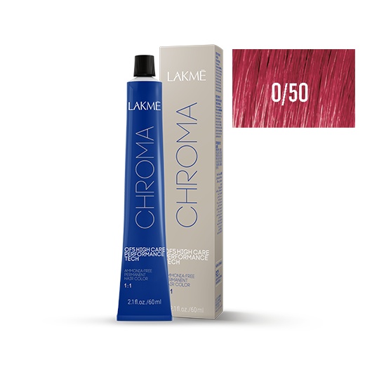 Lakme Vopsea permanenta fara amoniac 0/50 rosu Chroma 60ml