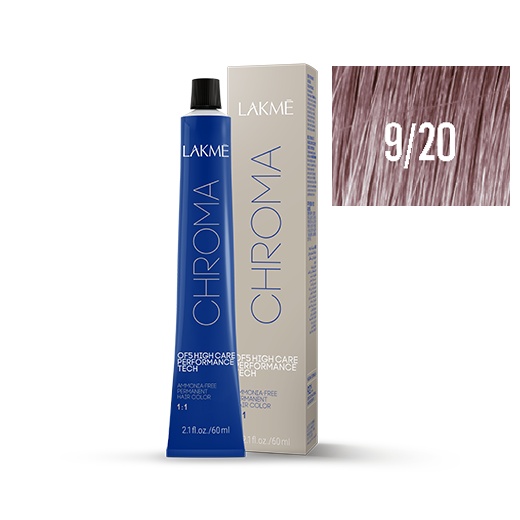 Lakme Vopsea permanenta fara amoniac 9/20 blond foarte deschis violet Chroma 60ml
