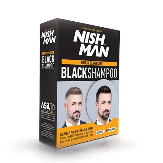 NishMan Hair&Beard – Sampon nuantator negru pentru par si barba 200ml 200ml imagine noua marillys.ro